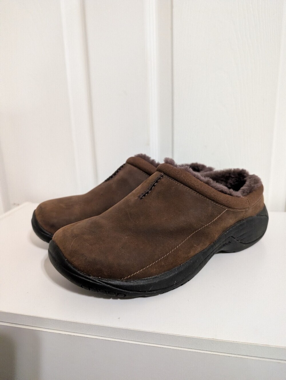 Merrell Men's Shoes Encore Chill 2 Faux Fur Lined Leather Moccasins Brown Size 8
